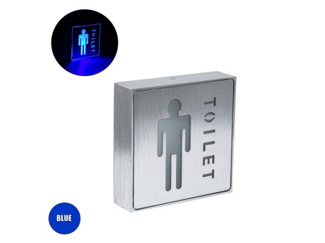 GloboStar® SENSATI 75654 Φωτιστικό Τοίχου Ένδειξης TOILET MAN LED 1W AC 220-240V IP20 - Σώμα Αλουμινίου - Μ11 x Π11 x Υ3cm - Μπλε