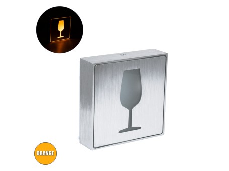 GloboStar® SENSATI 75662 Φωτιστικό Τοίχου Ένδειξης GLASS OF WINE LED 1W AC 220-240V IP20 - Σώμα Αλουμινίου - Μ11 x Π11 x Υ3cm - Πορτοκαλί