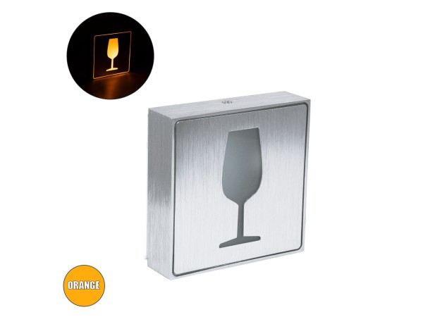 GloboStar® SENSATI 75662 Φωτιστικό Τοίχου Ένδειξης GLASS OF WINE LED 1W AC 220-240V IP20 - Σώμα Αλουμινίου - Μ11 x Π11 x Υ3cm - Πορτοκαλί
