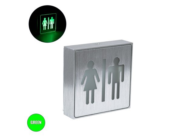 GloboStar® SENSATI 75656 Φωτιστικό Τοίχου Ένδειξης WC MAN & WOMAN LED 1W AC 220-240V IP20 - Σώμα Αλουμινίου - Μ11 x Π11 x Υ3cm - Πράσινο