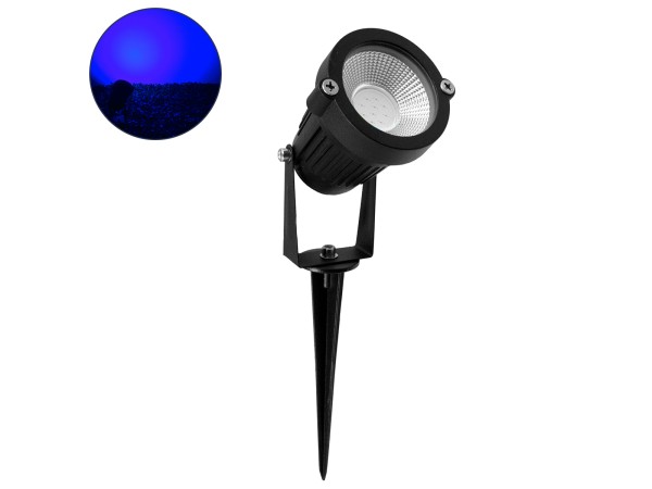 GLOBOSTAR® TREECOBO 75587 Φωτιστικό Σποτ για Φυτά - Δέντρα με Βάση Κήπου / Καρφωτό LED 10W 800lm 35° DC 12-24V Αδιάβροχο IP67 Μπλε Dimmable - Bridgelux COB Chip - Μαύρο - Μ6 x Π6 x Υ12.5cm - 2 Χρόνια Εγγύηση