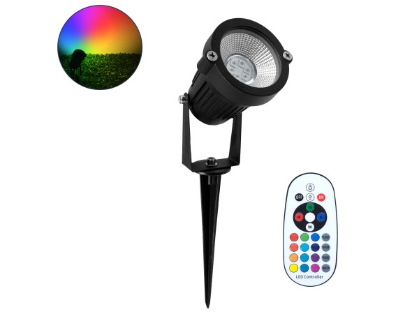GLOBOSTAR® TREECOBO 75588 Φωτιστικό Σποτ για Φυτά - Δέντρα με Βάση Κήπου / Καρφωτό με IR Ασύρματο Χειριστήριο LED 10W 800lm 35° DC 24V Αδιάβροχο IP67 Πολύχρωμο RGB Dimmable - Epistar SMD Chip - Μαύρο - Μ6 x Π6 x Υ12.5cm - 2 Χρόνια Εγγύηση