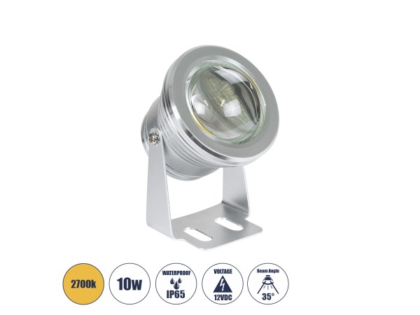 GLOBOSTAR® TREECOBINI 75591 Φωτιστικό Σποτ για Φυτά - Δέντρα LED 10W 900lm 35° DC 12V Αδιάβροχο IP65 Θερμό Λευκό 2700K Dimmable - Bridgelux COB Chip - Νίκελ Βούρτσας - Μ7 x 10.5 x Υ8.5cm - 2 Χρόνια Εγγύηση