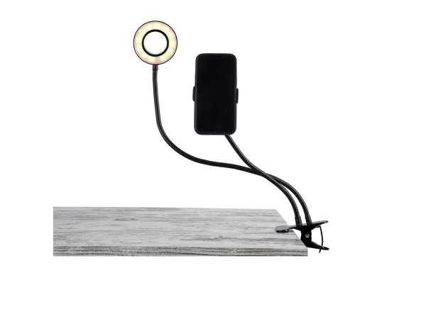 GloboStar® 75809 Professional Digital Ring Light Φ9cm LED SMD 10W 1000lm 180° DC 5V με Καλώδιο Τροφοδοσίας USB - Ενσωματωμένο Χειριστήριο Εναλλαγής Χρωμάτων & 1 Βάση Τηλεφώνου - CCT Θερμό Λευκό 3000K - Φυσικό Λευκό 4500K - Ψυχρό Λευκό 6000K Dimmable Μαύρο