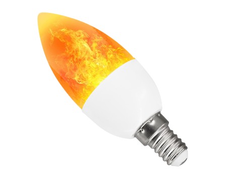 GLOBOSTAR® CANDLE 76074 Λάμπα Κεράκι E14 C37 LED 5W 250lm 260° AC 220-240V IP20 Πορτοκαλί 2200K με Εφέ Φλόγας - Λευκό Γαλακτερό - Μ3.7 x Π3.7 x Υ10.4cm - 2 Χρόνια Εγγύηση