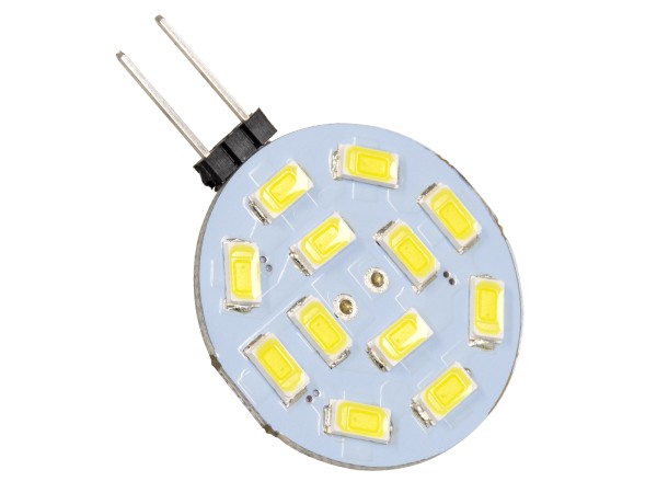 GLOBOSTAR® G4SIDE 76100 Λάμπα G4 LED 4.5W 450lm 120° DC 12-24V IP20 Ψυχρό Λευκό 6000K Dimmable - Sanan SMD Chip - Side Pin - Μ3 x Π3 x Υ0.8cm - 2 Χρόνια Εγγύηση