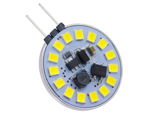 GLOBOSTAR® G4SIDE 76104 Λάμπα G4 LED 3W 330lm 120° DC 12-24V IP20 Ψυχρό Λευκό 6000K Dimmable - Sanan SMD Chip - Side Pin - Μ2.9 x Π2.9 x Υ0.8cm - 2 Χρόνια Εγγύηση