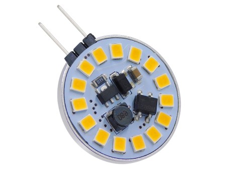 GLOBOSTAR® G4SIDE 76106 Λάμπα G4 LED 3W 300lm 120° DC 12-24V IP20 Θερμό Λευκό 2700K Dimmable - Sanan SMD Chip - Side Pin - Μ2.9 x Π2.9 x Υ0.8cm - 2 Χρόνια Εγγύηση
