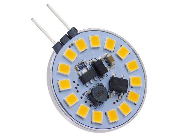 GLOBOSTAR® G4SIDE 76106 Λάμπα G4 LED 3W 300lm 120° DC 12-24V IP20 Θερμό Λευκό 2700K Dimmable - Sanan SMD Chip - Side Pin - Μ2.9 x Π2.9 x Υ0.8cm - 2 Χρόνια Εγγύηση