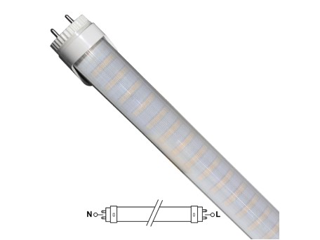 GloboStar® 76185 Λάμπα LED Τύπου Φθορίου T8 Αλουμινίου Τροφοδοσίας Δύο Άκρων 120cm 20W 230V 1800lm 180° με Καθαρό Κάλυμμα Θερμό Λευκό 3000K