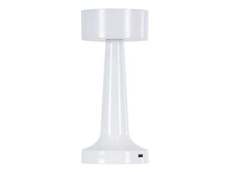 GloboStar® NANNA 76471 Επαναφορτιζόμενο Επιτραπέζιο Φωτιστικό Πορτατίφ LED 1.5W 105lm 120° DC 5V IP44 CCT Ultra Θερμό 1500K - Φυσικό Λευκό 4500K - Ψυχρό Λευκό 6000K Dimmable Λευκό Πλαστικό - Μ9 x Π9 x Υ21cm - 2 Χρόνια Εγγύηση