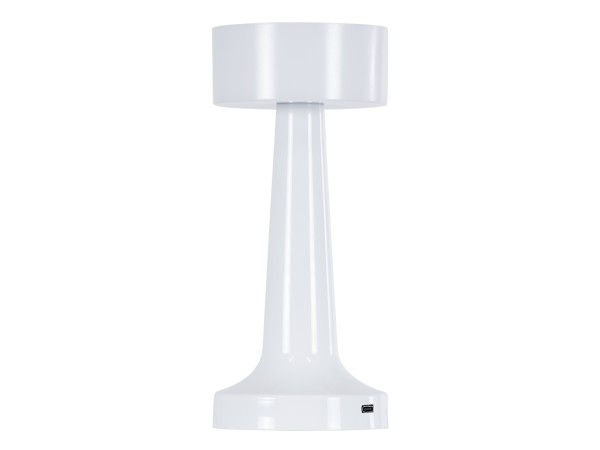 GloboStar® NANNA 76471 Επαναφορτιζόμενο Επιτραπέζιο Φωτιστικό Πορτατίφ LED 1.5W 105lm 120° DC 5V IP44 CCT Ultra Θερμό 1500K - Φυσικό Λευκό 4500K - Ψυχρό Λευκό 6000K Dimmable Λευκό Πλαστικό - Μ9 x Π9 x Υ21cm - 2 Χρόνια Εγγύηση