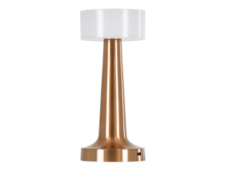 GloboStar® NANNA 76474 Επαναφορτιζόμενο Επιτραπέζιο Φωτιστικό Πορτατίφ LED 1.5W 105lm 120° DC 5V IP44 CCT Ultra Θερμό 1500K - Φυσικό Λευκό 4500K - Ψυχρό Λευκό 6000K Dimmable Χάλκινο & Λευκό Πλαστικό - Μ9 x Π9 x Υ21cm - 2 Χρόνια Εγγύηση