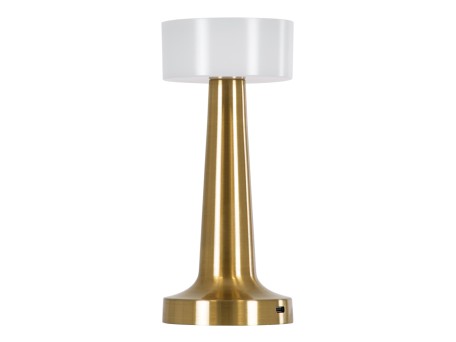 GloboStar® NANNA 76475 Επαναφορτιζόμενο Επιτραπέζιο Φωτιστικό Πορτατίφ LED 1.5W 105lm 120° DC 5V IP44 CCT Ultra Θερμό 1500K - Φυσικό Λευκό 4500K - Ψυχρό Λευκό 6000K Dimmable Χρυσό & Λευκό Πλαστικό - Μ9 x Π9 x Υ21cm - 2 Χρόνια Εγγύηση