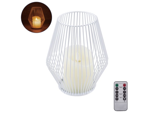 GloboStar® CANDLE 76489 Διακοσμητικό Realistic Κερί με LED Εφέ Κινούμενης Φλόγας - Μπαταρίας 2 x AA (Δεν Συμπεριλαμβάνονται) & Ασύρματο Χειριστήριο IR Θερμό Λευκό 2700K Dimmable Λευκό Φ16 x Υ18cm