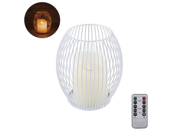 GloboStar® CANDLE 76490 Διακοσμητικό Realistic Κερί με LED Εφέ Κινούμενης Φλόγας - Μπαταρίας 2 x AA (Δεν Συμπεριλαμβάνονται) & Ασύρματο Χειριστήριο IR Θερμό Λευκό 2700K Dimmable Λευκό Φ14 x Υ16cm