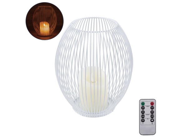 GloboStar® CANDLE 76492 Διακοσμητικό Realistic Κερί με LED Εφέ Κινούμενης Φλόγας - Μπαταρίας 2 x AA (Δεν Συμπεριλαμβάνονται) & Ασύρματο Χειριστήριο IR Θερμό Λευκό 2700K Dimmable Λευκό Φ19 x Υ24cm