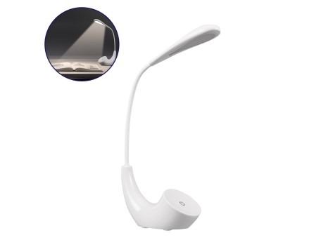 GLOBOSTAR® TEBLARO 76500 Μοντέρνο Επιτραπέζιο Φωτιστικό Γραφείου LED 2.8W 550lm 90° DC 5V με USB-C με Επαναφορτιζόμενη Μπαταρία Li-ion 3.7V 1x18650 1800mAh IP20 Φυσικό Λευκό 4500K - Sanan SMD Chip - Λευκό - Μ15.5 x Π7.5 x Υ44.5cm - 2 Χρόνια Εγγύηση