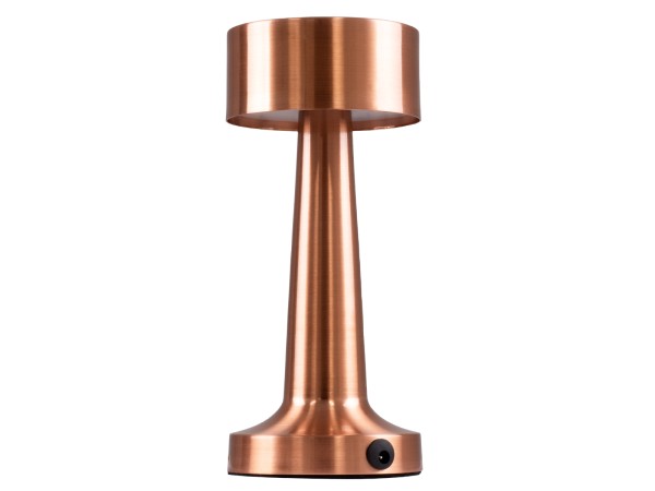 GloboStar® BELLA 76505 Επαναφορτιζόμενο Επιτραπέζιο Φωτιστικό Πορτατίφ LED 1.5W 105lm 120° DC 5V IP44 Θερμό Λευκό 2700K Dimmable Χάλκινο Αλουμίνιο - Μ9 x Π9 x Υ21cm - 2 Xρόνια Εγγύηση