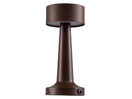 GloboStar® BELLA 76507 Επαναφορτιζόμενο Επιτραπέζιο Φωτιστικό Πορτατίφ LED 1.5W 105lm 120° DC 5V IP44 Θερμό Λευκό 2700K Dimmable Καφέ Αλουμίνιο - Μ9 x Π9 x Υ21cm - 2 Xρόνια Εγγύηση