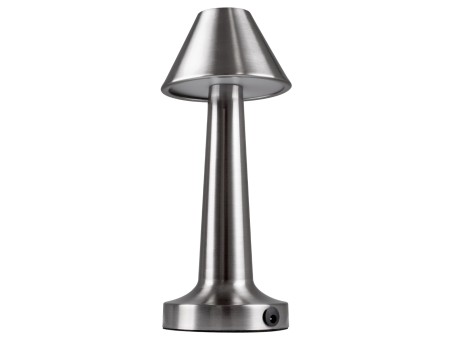 GloboStar® MOLLY 76516 Επαναφορτιζόμενο Επιτραπέζιο Φωτιστικό Πορτατίφ LED 1.5W 105lm 120° DC 5V IP44 Θερμό Λευκό 2700K Dimmable Ασημί Αλουμίνιο - Μ10 x Π10 x Υ23cm - 2 Xρόνια Εγγύηση