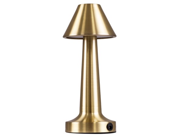 GloboStar® MOLLY 76518 Επαναφορτιζόμενο Επιτραπέζιο Φωτιστικό Πορτατίφ LED 1.5W 105lm 120° DC 5V IP44 Θερμό Λευκό 2700K Dimmable Χρυσό Αλουμίνιο - Μ10 x Π10 x Υ23cm - 2 Xρόνια Εγγύηση