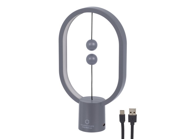 GloboStar® 76545 Επιτραπέζιο Φωτιστικό Πορτατίφ LED 15W 1500lm 360° DC 5V IP20 Θερμό Λευκό 2700K Γκρι & Λευκό Πλαστικό - Μ14 x Π5.5 x Υ24.8cm - 2 Xρόνια Εγγύηση