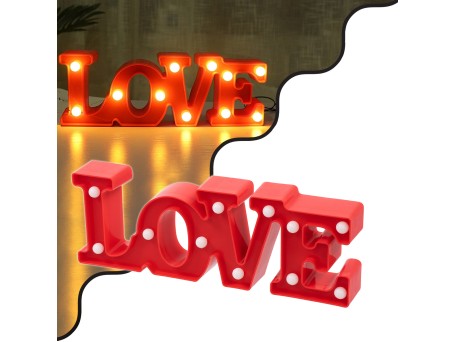 GLOBOSTAR® LOVE BOMBING 76548 Μοντέρνο Επιτραπέζιο Φωτιστικό Πορτατίφ LED 2W 120lm 180° DC 3V με Μπαταρίες 2xAAA IP20 Θερμό Λευκό 2700K - Κόκκινο - Μ30 x Π10.7 x Υ4cm - 2 Χρόνια Εγγύηση