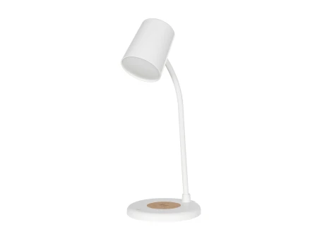 GLOBOSTAR® LUCORA 76555 Μοντέρνο Επιτραπέζιο Φωτιστικό Γραφείου με Ασύρματη Φόρτιση 10W 2A & 4W Bluetooth Ηχείο LED 3W 300lm 120° DC 5V με USB-C IP20 Ρυθμιζόμενο Λευκό CCT με Αφή 2700K/4500K/6000K Dimmable - Sanan SMD Chip - Λευκό - Μ12 x Π12 x Υ32cm - 2 