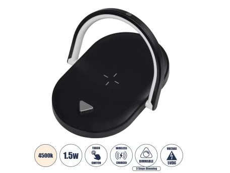 GloboStar® ECLIPSE 76558 Επιτραπέζιο Φωτιστικό Πορτατίφ LED 1.5W 1200lm 180° AC 220-240V IP20 Φυσικό Λευκό 4500K Dimmable Μαύρο Πλαστικό - Μ17 x Π13 x Υ10cm - 2 Xρόνια Εγγύηση
