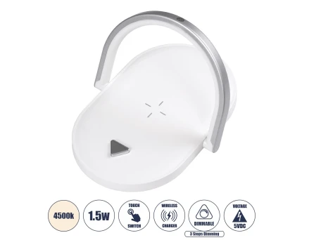 GloboStar® ECLIPSE 76559 Επιτραπέζιο Φωτιστικό Πορτατίφ LED 15W 1200lm 180° AC 220-240V IP20 Φυσικό Λευκό 4500K Dimmable Λευκό Πλαστικό - Μ17 x Π13 x Υ10cm - 2 Xρόνια Εγγύηση