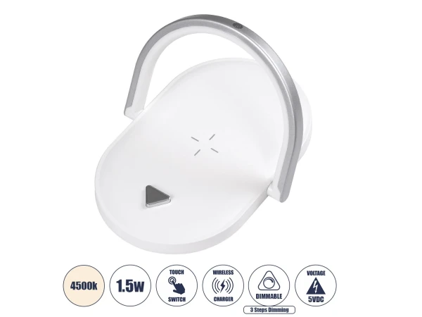 GloboStar® ECLIPSE 76559 Επιτραπέζιο Φωτιστικό Πορτατίφ LED 15W 1200lm 180° AC 220-240V IP20 Φυσικό Λευκό 4500K Dimmable Λευκό Πλαστικό - Μ17 x Π13 x Υ10cm - 2 Xρόνια Εγγύηση