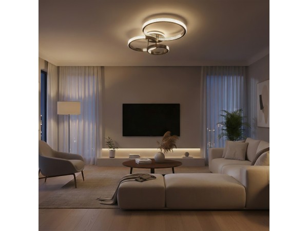 kelvo® DIAMOND KLV-101-0226 Φωτιστικό Οροφής LED 100W 10000lm 360° AC 220-240V IP20 Ρυθμιζόμενο Λευκό CCT με Χειριστήριο από 2700K έως 6000K Dimmable - Lumileds SMD Chip - Μαύρο Ματ - Μ80 x Π50 x Υ20cm - 3 Χρόνια Εγγύηση