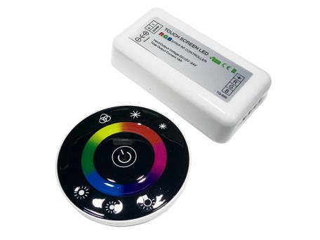 Ασύρματος LED RGB Controller με Μαύρο Στρογγυλό Χειριστήριο Αφής 2.4G RF 12v (192w) - 24v (384w) DC GloboStar 77445