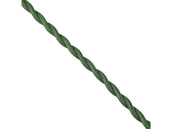 GloboStar® 77622 Πλεκτό Υφασμάτινο Καλώδιο 1m 2 x 0.75mm² Πράσινο - Χακί