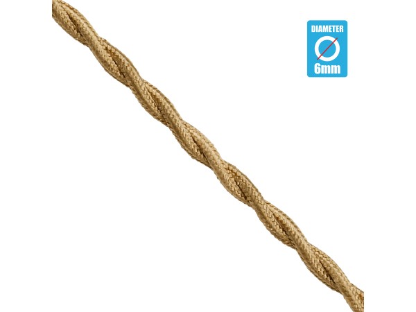 GloboStar® 77623 Πλεκτό Υφασμάτινο Καλώδιο 1m 2 x 0.75mm² Μπέζ Χρυσό