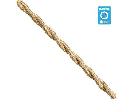 GLOBOSTAR® DECOCABLE 77624 Υφασμάτινο Στριφτό  Καλώδιο 2 x 0.75mm² IP20 - Μπεζ - Μ100 x Π0.6 x Υ0.6cm