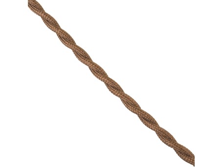GloboStar® 77625 Πλεκτό Υφασμάτινο Καλώδιο 1m 2 x 0.75mm² Καφέ Ανοιχτό