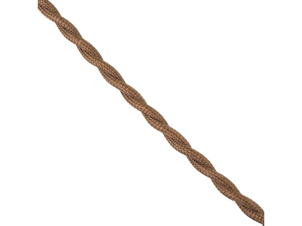 GloboStar® 77625 Πλεκτό Υφασμάτινο Καλώδιο 1m 2 x 0.75mm² Καφέ Ανοιχτό
