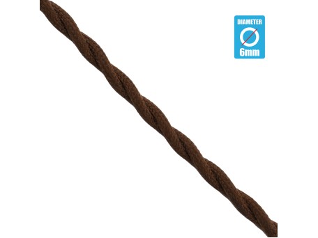 GLOBOSTAR® DECOCABLE 77626 Υφασμάτινο Στριφτό  Καλώδιο 2 x 0.75mm² IP20 - Καφέ - Μ100 x Π0.6 x Υ0.6cm