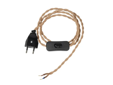 GLOBOSTAR® WHIP 77672 Μοντέρνο DIY Πλεκτό Καλώδιο με Ντουί 1 x E27, Διακόπτη On/Off & Πρίζα AC 220-240V IP20 - Καφέ & Μαύρο - Μ150 x Π2.7 x Υ1.9cm