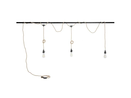 GLOBOSTAR® WHIP 77676 Μοντέρνο DIY Φωτιστικό με Υφασμάτινο Καλώδιο, Ντουί 3 x E27, Διακόπτη On/Off & Πρίζα AC 220-240V IP20 - Μπεζ & Μαύρο - Μ650 x Π5.5 x Υ100cm