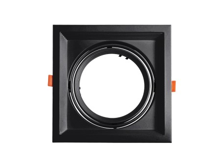 GLOBOSTAR® VITA 77853 Χωνευτή Κινούμενη Βάση για Σποτ AR111 για Ντουί GU10/GU5.3 IP20 - Μαύρο Ματ - Μ18 x Π18 x Υ4.5cm / Q17.5 x 17.5cm