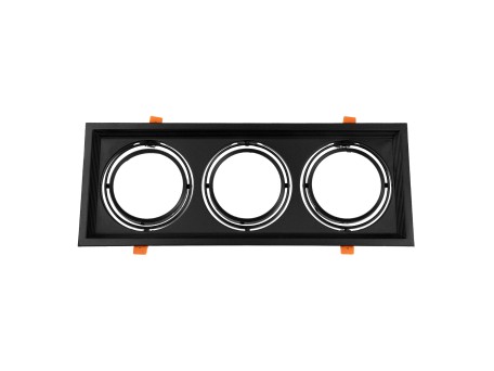 GLOBOSTAR® VITA 77857 Χωνευτή Κινούμενη Βάση για 3 x Σποτ AR111 για Ντουί GU10/GU5.3 IP20 - Μαύρο Ματ - Μ48.7 x Π18 x Υ5.5cm / Q47.5 x 17cm