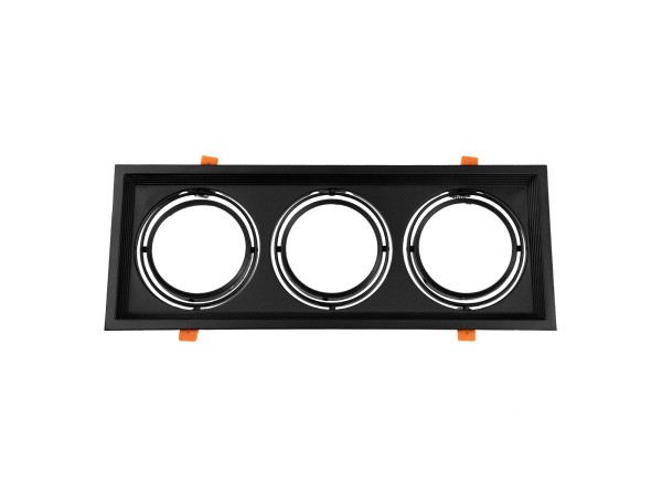 GLOBOSTAR® VITA 77857 Χωνευτή Κινούμενη Βάση για 3 x Σποτ AR111 για Ντουί GU10/GU5.3 IP20 - Μαύρο Ματ - Μ48.7 x Π18 x Υ5.5cm / Q47.5 x 17cm
