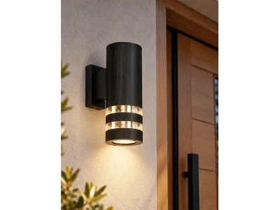 GLOBOSTAR® ORION 77886 Μοντέρνο Φωτιστικό Τοίχου - Απλίκα με Ντουί 1 x GU10 AC 220-240V Αδιάβροχο IP65 - Μαύρο Ματ - Μ9 x Π15.5 x Υ22cm