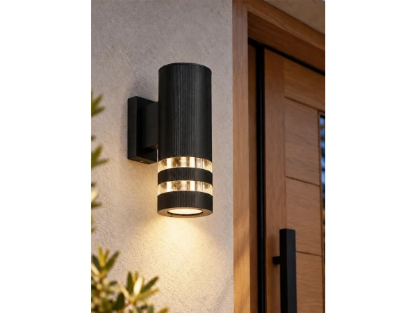 GLOBOSTAR® ORION 77886 Μοντέρνο Φωτιστικό Τοίχου - Απλίκα με Ντουί 1 x GU10 AC 220-240V Αδιάβροχο IP65 - Μαύρο Ματ - Μ9 x Π15.5 x Υ22cm