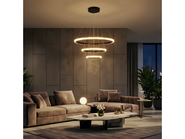 kelvo® DIAMOND KLV-101-0237 Κρεμαστό Φωτιστικό Οροφής LED 100W 10000lm 180° AC 220-240V IP20 Ρυθμιζόμενο Λευκό CCT με Χειριστήριο από 2700K έως 6000K Dimmable - Lumileds SMD Chip - Μαύρο Ματ - Μ60 x Π60 x Υ60cm - 3 Χρόνια Εγγύηση