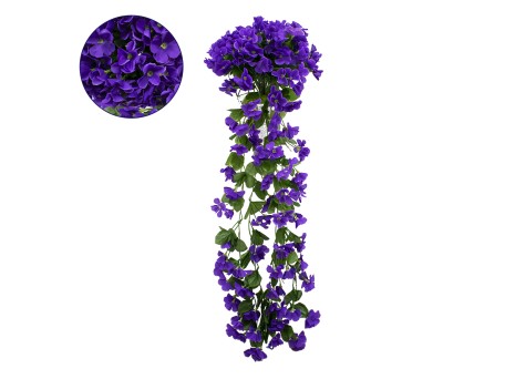 GloboStar® 78050 Τεχνητό Κρεμαστό Φυτό Διακοσμητικών Λουλουδιών με Μωβ Φλόξ M30 x Υ80 x Π30cm