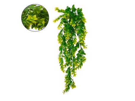 GLOBOSTAR® MYRTLE 78059 Τεχνητό Κρεμαστό Φυτό Μυρτιά - Πράσινο & Κίτρινο - Μ30 x Π10 x Υ80cm